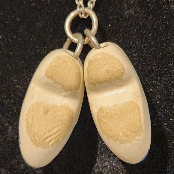 Vintage Blue Delft Porcelain Necklace/Dutch Clogs Pendant - Picture 3 of 6